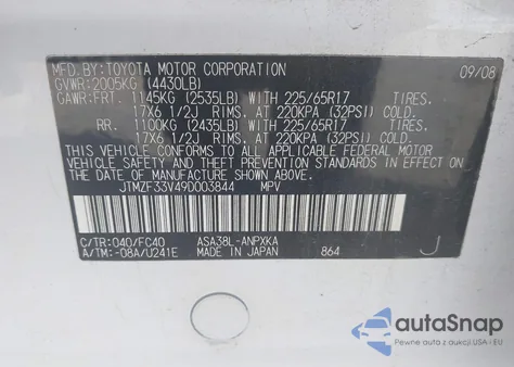 2009 Toyota Rav4 from USA, damaged, VIN JTMZF33V49D003844